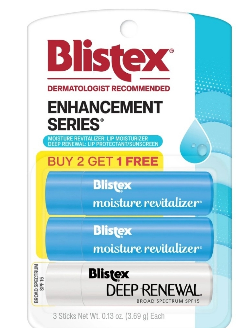 Blistex Moisture Revitalizer & Deep Renewal Lip Balm Trio NIP